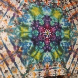Handmade vibrant one of a kind tie dyed tapestry